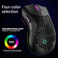 แล็ปท็อปเมาส์ RGB ไร้สายน้ำหนักเบาเหมาะกับการทำงานกลวงสากลแบบชาร์จ2.4กรัมไร้สายคอมพิวเตอร์เมาส์อุปกรณ์พีซี