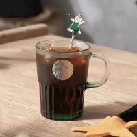 Starbuck ถ้วย400มล. ไล่โทนสีสีเขียวพร้อมไม้คนสไตล์หมีถ้วยโต๊ะสำนักงานมูลค่าสูง