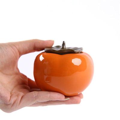 Ceramic Persimmon Tea Canister Coffee Box Puer Green Tea Caddy Storage Sealed Jar Mini tea cans for puer Oolong tea storage