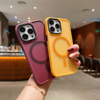 เคสชาร์จโทรศัพท์แม่เหล็กหรูหรา HTT สำหรับ Magsafe ไร้สายสำหรับ iPhone 11 12 13 14 15 Pro Max 7 8 Plus X XR XS เคสแบบเนื้อด้านกันกระแทก