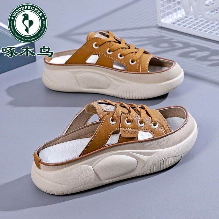 july-woodpecker-korean-version-of-the-outer-sandals-and-slippers-women-2023-summer-new-thick-soled-stepping-on-shit-feeling-flip-flops-lightweight-lazy-shoes