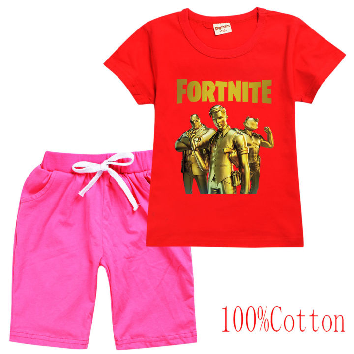 fortnites-เสื้อยืดชุดสาวเด็กแขนสั้นเสื้อทีกางเกงขาสั้นที่เดินทางมาพักผ่อนการ์ตูนกางเกงขาสั้นใหม่บุคลิกภาพเสื้อยืดแฟชั่นที่เรียบง่าย8657