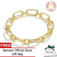 BAMOER สร้อยข้อมือกระดาษความรัก2สีเงินแท้925เครื่องประดับสำหรับผู้หญิง BSB076