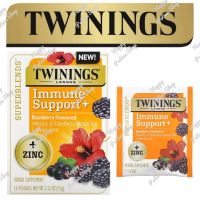 ⭐ Twinings ⭐Superblends Immune Support+ Zinc Blackberry Hibiscus &amp; Elderberry ชาทไวนิงส์ ชาสมุนไพรสูตรเพื่อสุขภาพ Superblends Collection แบบกล่อง16ซอง ชาอังกฤษ นำเข้าจากต่างประเทศ