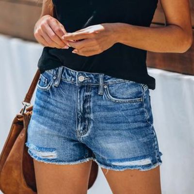 New In Summer Womens Jeans Shorts Sexy Jeans High Waist Slim Hole Shorts Pants Old Broken Style Denim Jeans Pantalones De Mujer