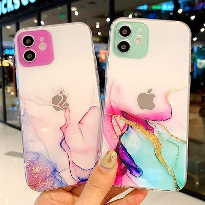 【CC】 Watercolor Painting iPhone 14 13 12 X XR XS 7 8 6 6S 2020 Marble Soft Cover