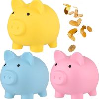 1pcs Colorful Cute Plastic Pig Money Bank Pig Money Saving Box Unbreakable Piggy Bank for Boys Girls Birthday Practical Gifts
