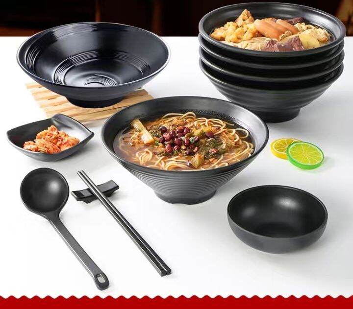 SCATO Melamine Plates Japanese Style Indoor and Outdoor use Matte Black