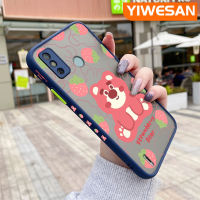 YIWESAN เคสสำหรับ Tecno Spark 6 Go Sparkgo 2020 Spark Go 2021เคสโทรศัพท์แบบแข็งลายการ์ตูนหมีสตรอเบอร์รี่กันกระแทกเคสป้องกันเลนส์กล้องเนื้อนิ่มลายปลอกซิลิโคนแบบขอบสี่เหลี่ยมคลุมทั้งหมด