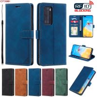 {Taoyitao} เคสหนัง RFID เคสแบบพับปิดได้สำหรับ Huawei P20 Pro P30 Lite P40 P Smart 2019 Honor 9Lite 10Lite Nova 3e 4e 7i 6SE ช่องเสียบการ์ด