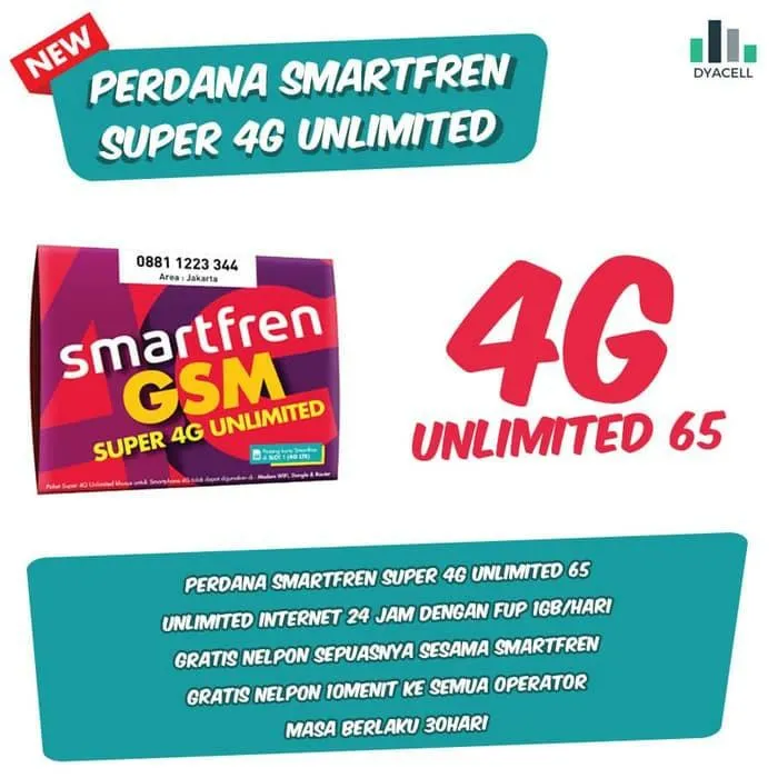 KARTU PERDANA SMARTFREN SUPER 4G UNLIMITED 30hari | Lazada Indonesia