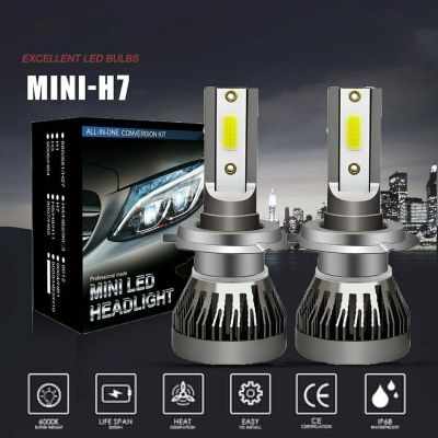 ไฟหน้ารถมอเตอร์ไซค์แบบ LED H7ลำแสงสูง/ต่ำ2ชิ้น200วัตต์ชุดสูง/ต่ำ20000LM 6000K