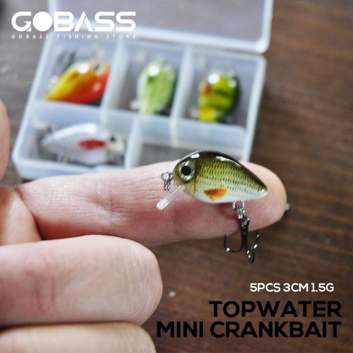 gobass-ชุดเหยื่อล่อปลาเบสเล็กๆปลา5ชิ้น3ซม-1-5กรัมเหยื่อตกปลาปลอมขนาดเล็ก-topwater-crank-wolers-สำหรับหอกเหยื่อตกปลา
