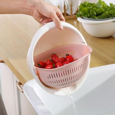 【CC】┇  Washing Bowl Strainer Eco-friendly Drain Basket Detachable Plastic Large Vegetable for 1PC