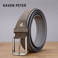 Men Oxford Fabric Suede Leather Belt High Quality Genuine Leather Luxury Pin Buckle For Men 3.5 cm and 3.8 cm Width Belts