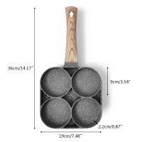 2022ใหม่4หลุมกระทะไข่เจียวสำหรับเบอร์เกอร์ไข่แฮมแพนเค้กชงด้ามไม้หม้อทอดปรุงอาหาร