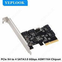 PCIe X4ไป4พอร์ต SATA3.0 6Gbps การ์ดขยาย PCIe ไป SATAIII บูตได้ตัวควบคุมอะแดปเตอร์ชิป ASM1164สำหรับฮาร์ดไดรฟ์ฮาร์ดดิสก์ SSD