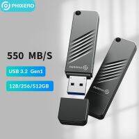 PHIXERO USB ดิสก์แบบแข็งขนาดเล็กแบบพกพา3.2แท่งเพนไดรฟ์แฟลชไดร์ฟ128GB 256GB จัดเก็บข้อมูลหน่วยความจำ512GB ไดรเวอร์ปากกาบนคีย์3.0