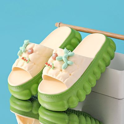 【July】 High-heeled slippers womens summer thick-soled home Korean fashion cute heightened sandals and non-slip soft-soled casual outerwear