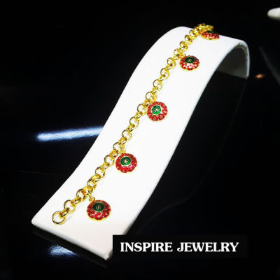 Inspire Jewelry สร้อยข้อมือห้อยตุ้งติ้งลงยา ลายน่ารัก งานปราณีต สวยงาม ฟรีไซด์