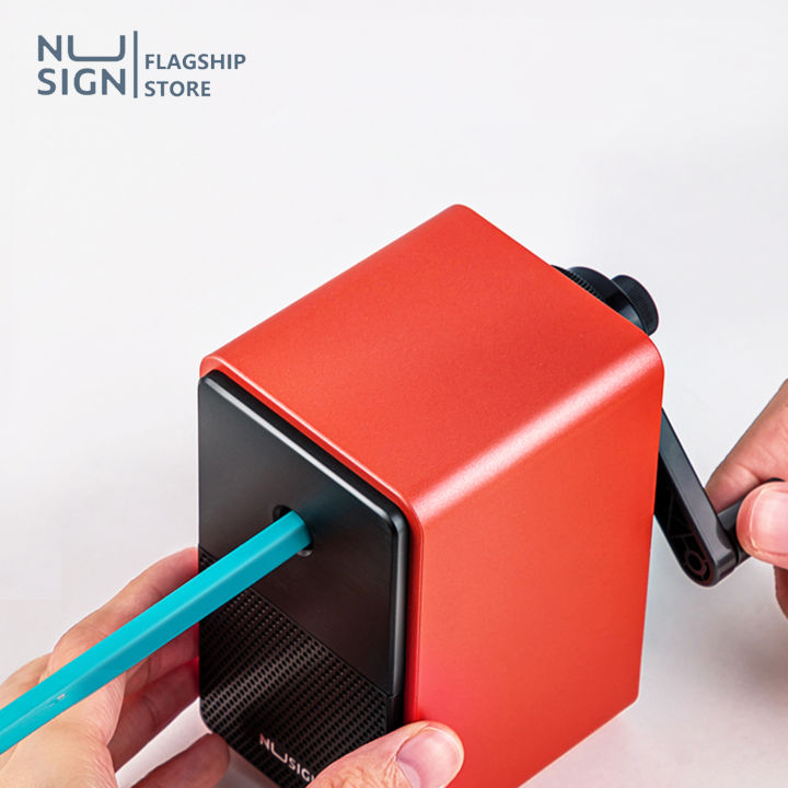 nusign-เครื่องเหลาดินสอ-กบเหลาดินสอตั้งโต๊ะ-ที่เหลาดินสอแบบหมุน-แผ่นรอง-eva-ปรับช่องหลาได้-5-ระดับ-มี-3-สี-sharpener