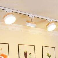 Modern Round Track Light 12W Nordic Macaron Wooden LED Track Lights LED Rail Track Spotlight For Living Room Shop Store Painting