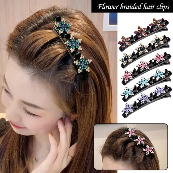 Women Elegant Flower Braid Hairpins Sweet Hair Decorate Clips Bangs Hold  Barrettes Headband Fashion Hair Accessories Set | Lazada PH