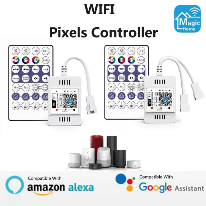 WiFi Bluetooth-compatible App Music pixel controller Dual output 5V 12V 24V  Magic Home Alexa Google For WS2812 WS2811 LED strip