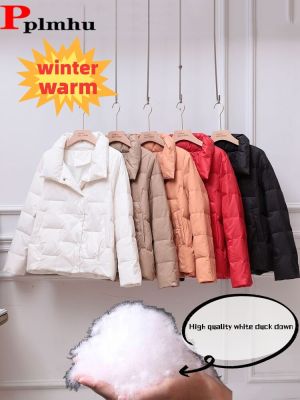 2023 Plus Size White Duck Short Down Coats Casual Lightweight Womens Puffer Jacket Loose Casacos Para Baixo Korean Chaqueta New