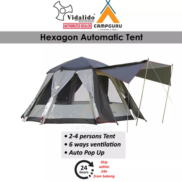 Vidalido Hexagon Automatic Pop-Up Tent 2-4 person family instant sun ...