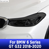 FNE ฟิล์มป้องกันไฟหน้ารถยนต์2ชิ้นสำหรับ BMW 6ชุด6GT G32 2018-2020สีดำ TPU อุปกรณ์ป้องกันสติกเกอร์ตกแต่ง