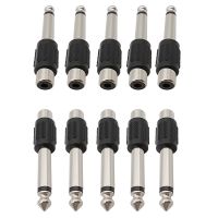 10Pcs RCA Female Jack to 6.35mm 1/4inch Mono Male Plug Audio Adapter Connector for DIY Headphone FM Microphone