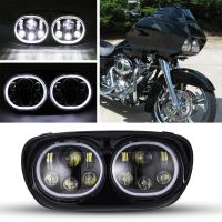 ไฟหน้ารถมอเตอร์ไซค์แบบโปรเจ็คเตอร์ LED คู่สไตล์สีดำรูปตานางฟ้าสำหรับ Harley Davidson ฮาร์เลย์รุ่น Road Glide 04-13 FLTR