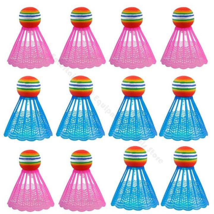 4pcs-led-lighting-badminton-birdies-glow-in-the-dark-night-nylon-shuttlecock-rainbow-ball-head-for-outdoor-indoor-sports