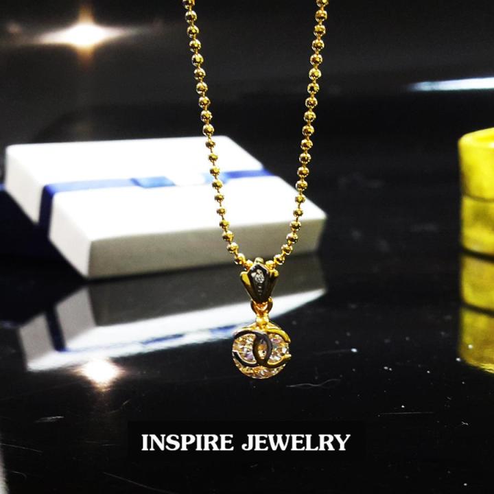 inspire-jewelry-จี้พร้อมสร้อยคอยาว-16นิ้ว-ฝังเพชรสวิส-หุ้มทองแท้-100-or-gold-plated-พร้อมกล่องกำมะหยี่