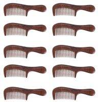 10X Unisex Sandalwood Comb Women Men Home Travel Wood Anti-Static Fine-Tooth Comb Wooden Handles Hair Comb