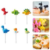 6/10pcs Animal Farm Dinosaur Fruit Fork Mini Cartoon Children Snack Cake Dessert Pick Toothpick Bento Lunches Party Decoration