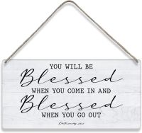 พระคัมภีร์ไบเบิลของตกแต่งผนังบ้านคุณจะได้รับพรเมื่อคุณเข้ามาในพระคัมภีร์ป้ายไม้ป้ายที่แขวนผนังชนบทป้ายคริสเตียนตกแต่งผนัง