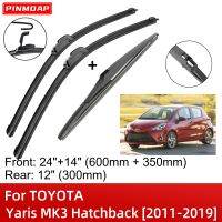 For TOYOTA Yaris MK3 Hatchback 2011-2019 24"+14"+12" Front Rear Wiper Blades Brushes Cutter Accessories 2014 2015 2016 2017 2018