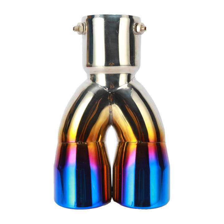 70MM Exhaust Pipe Tip Double Outlet Modified Stainless Steel Straight
