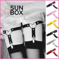 SUN BOX ยางยืด ผู้หญิง พังค์ ฮาราจูกุ สายรัดถุงเท้าหัวใจ หนังปู สายรัดถุงเท้า สายรัดต้นขา