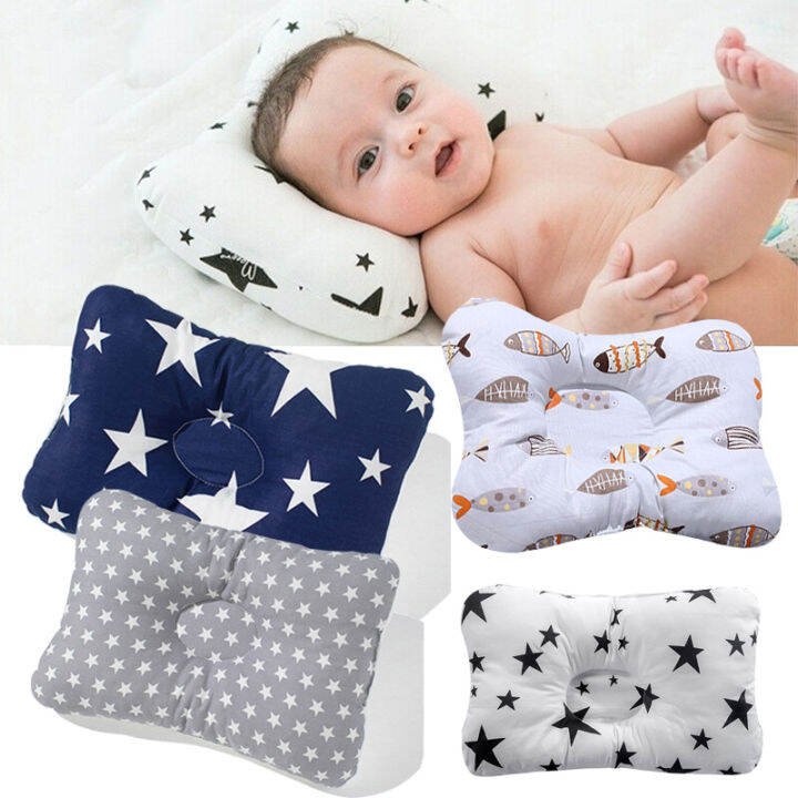Newborn Baby Cotton Pillow Prevent Flat Head Infant Anti Roll Pillow