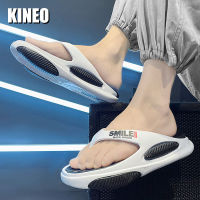 KINEO เครื่องนวดสไลด์สำหรับรองเท้าแตะผู้ชาย MODE Korea รองเท้าแตะชายหาดไม่ลื่นรองเท้าแตะบ้านแฟลตรองเท้าผู้ชายลำลอง