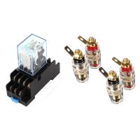 4Pcs Amplifier Speaker Terminal Binding Post 4mm Banana Plug Jack &amp; 1 Set HH54P Coil 4PDT 14 Pins Electromagnetic Relay