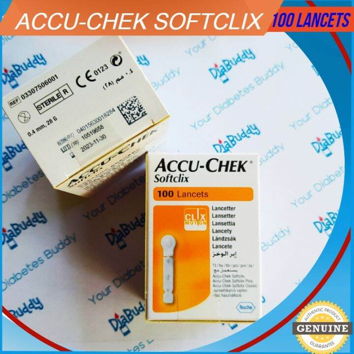 SOFTCLIX Accu Chek 100 lancets sealed box, Authentic from Roche Made in