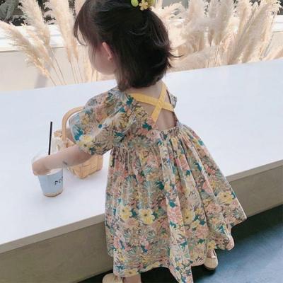 2022 Summer New Fashion Baby Girl Dresses Princess Clothing Cute Party Cotton Flower Children Short Sleeve Sweet Floral Dress