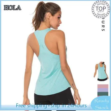 Women Sport Vests Fitness Running T Loose Singlet Tops Tank Solid Yoga Gym  Shirt