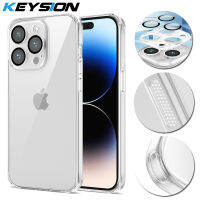 เคสกระจกนิรภัยสุดหรู KEYSION สำหรับ iPhone 15 Pro Max 15 Plus 14 13 12 Pro Max ทึ่คลุมโทรศัพท์ใสพร้อมตัวปกป้องกล้องถ่ายรูป