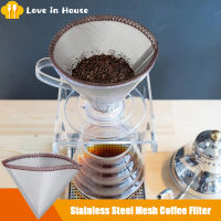 Reusable Pour Over Coffee Filter-ตัวกรองกาแฟตาข่ายสแตนเลสแบบยืดหยุ่นนำกลับมาใช้ใหม่ได้-กรวยกรองกาแฟโลหะไร้กระดาษถาวรสำหรับ Hario, Chemex, Ovalware และ Carafes อื่นๆ