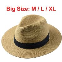 Over Size Straw Paper Sun Hat For Men Big Head  Panama Hats Male Outdoor Fishing Beach Foldable Jazz Top Hat Sunscreen Hats